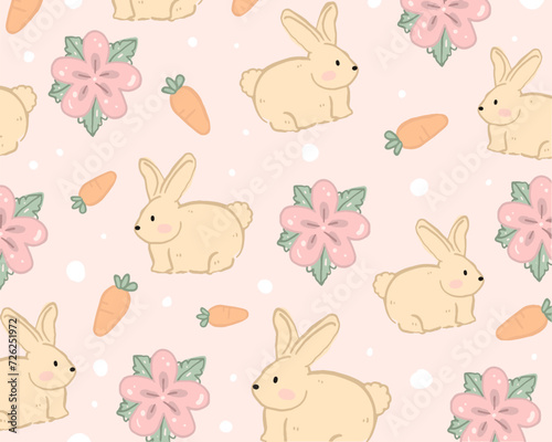 Rabbit and flower pattern design for templates.