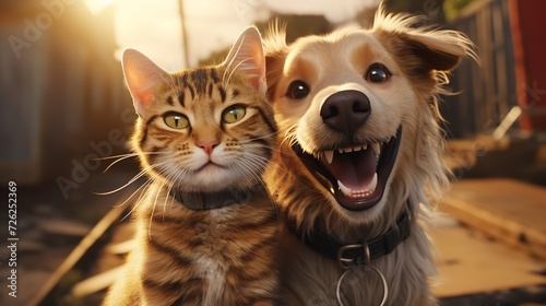 Cat and Dog Best Friends Taking a Selfie Shot

 photo