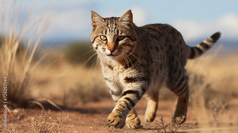 Cat Running and Walking, Side View Isolated

