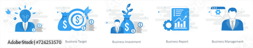 A set of 5 mix icons as business idea, business target, business investment