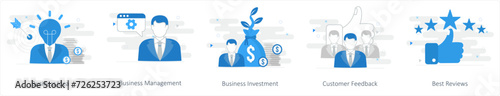 A set of 5 mix icons as business idea, business management, business investment