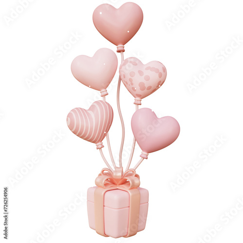 Happy Valentine Day With Giftbox 3D Illustration photo