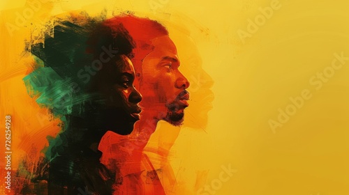 Black History Month  a colorful abstract illustration of a group of good-looking black people Juneteenth racial equality and justice racism and discrimination