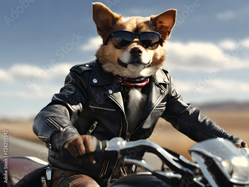 dog on the motorcycle © l