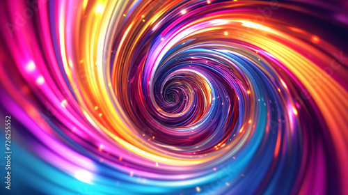 Abstract digital art featuring a vibrant swirl with radiant colors  creating a dynamic and hypnotic visual effect.