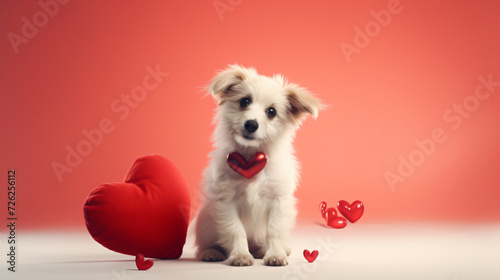 Valentine Day dog with a heart