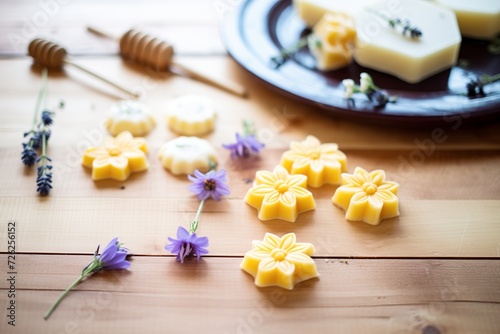 diy beeswax lotion bars on a wooden table