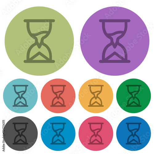 Sand glass outline color darker flat icons