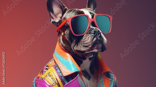Cool-Looking French Bulldog Dog Wearing Funky Glasses