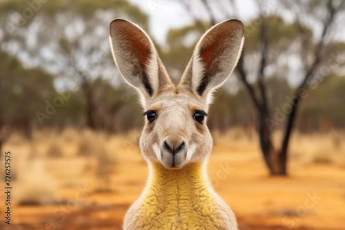  Photograph of a kangaroo's pointed ears sticking up from the bottom