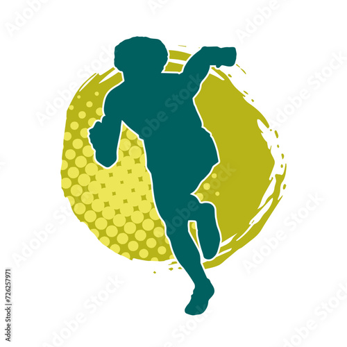 Silhouette of a sporty man in running pose. Silhouette of a male run pose.