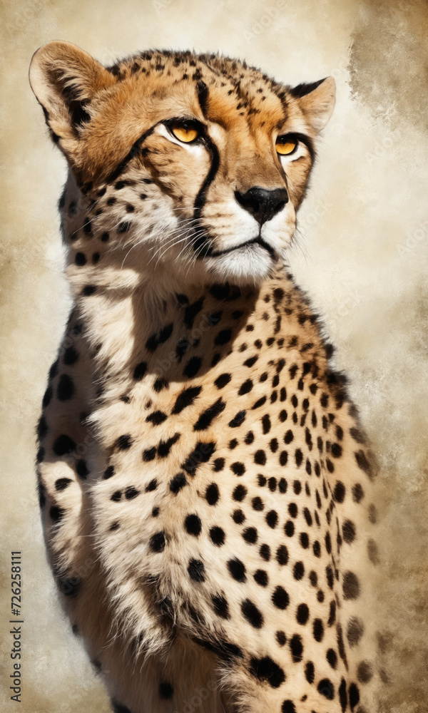 Fantasy Illustration of a wild animal cheetah. Digital art style wallpaper background. Fantasy Illustration of a wild animal cheetah. Digital art style wallpaper background.