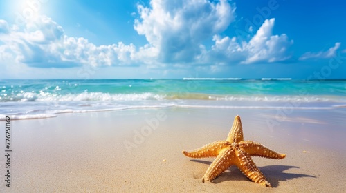Sea star on tropical beach, perfect holiday vacation scene