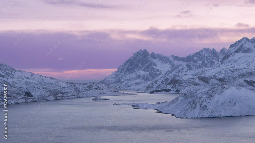 norway lofoten islands snowy mountains and sea photos taken in winter