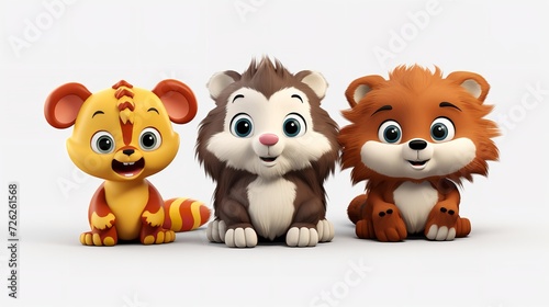 Cutout Set of 3 Cartoon Animal Toys Characters