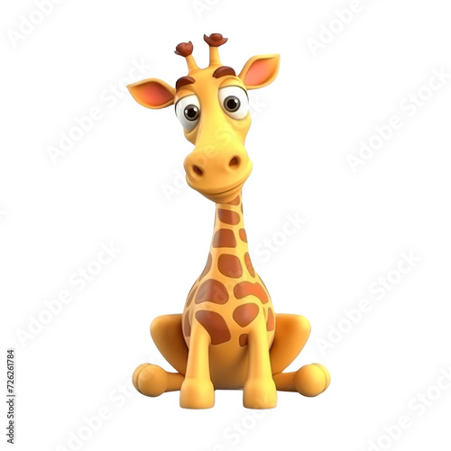 Cartoon Giraffe PNG Cutout, Generative AI