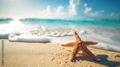 Starfish on a sun-kissed tropical beach  serene vacation setting