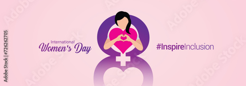 International women's day concept poster. Woman sign illustration background. 2024 women's day campaign theme- #InspireInclusion
