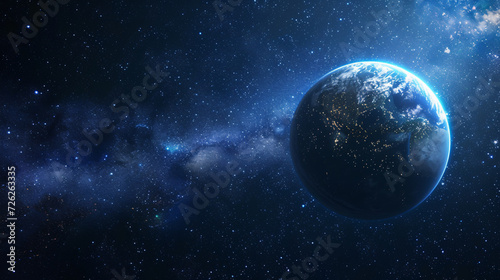 Planet with milky way at night