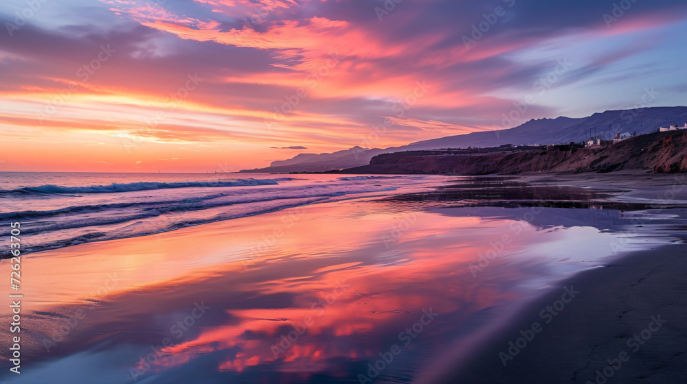 Playa de Andrin at sunset