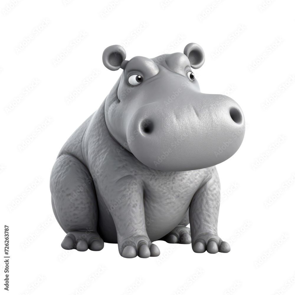 Cartoon Hippopotamus PNG Cutout, Generative AI Cartoon Hippopotamus PNG Cutout, Generative AI