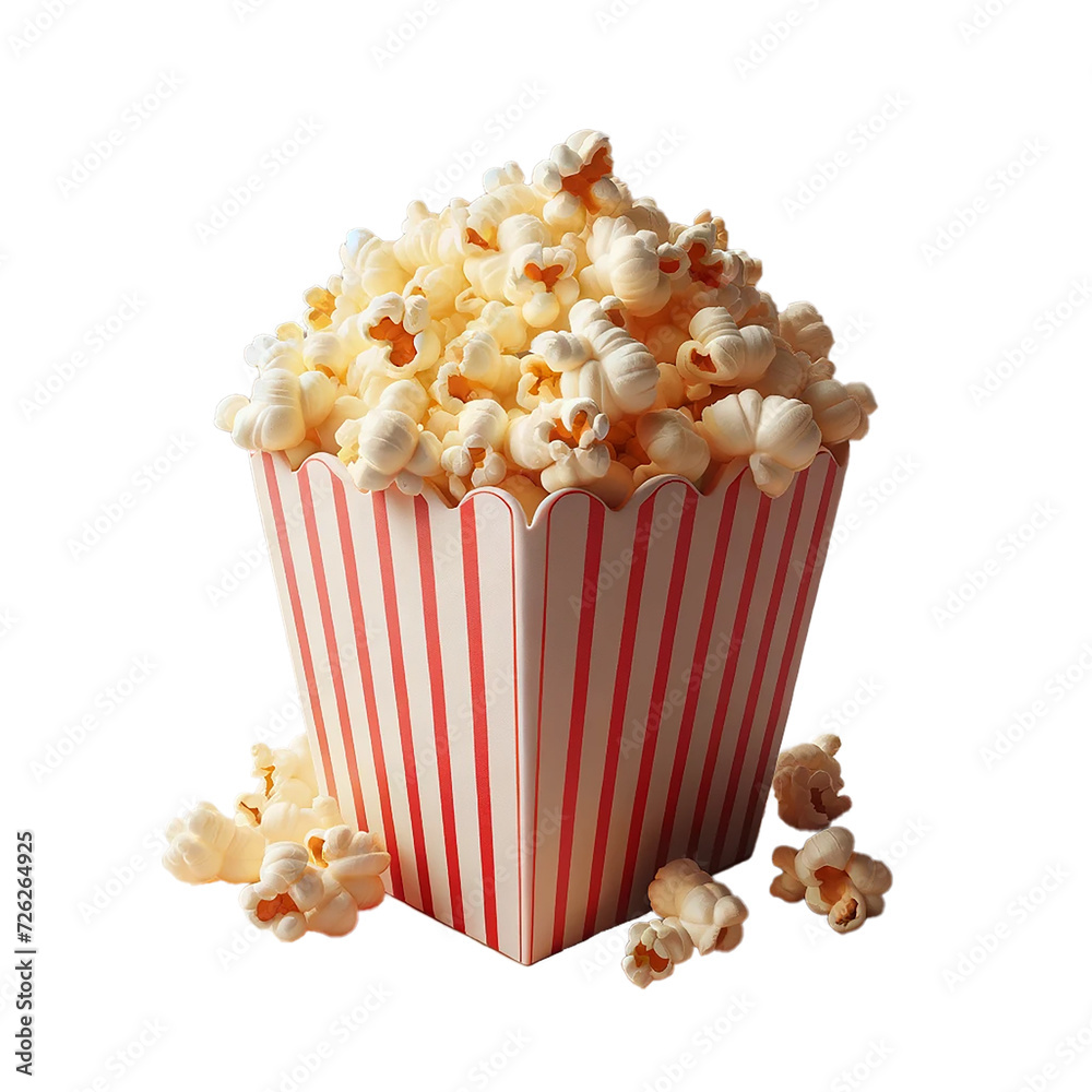 Box of popcorn. Striped popcorn bucket Box of popcorn. Striped popcorn bucket