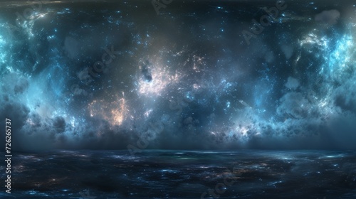 Space background with nebula and stars. Environment 360 HDRI map. Equirectangular projection, spherical panorama. 3d illustration