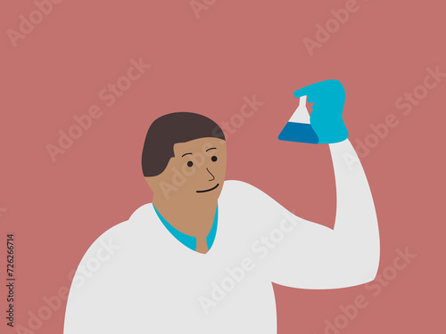 African American scientist and inventor day flat design