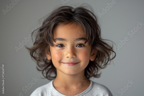 Smiling Child  Youthful Beauty with Happy Eyes and Joyful Expression in Fashionable Portrait