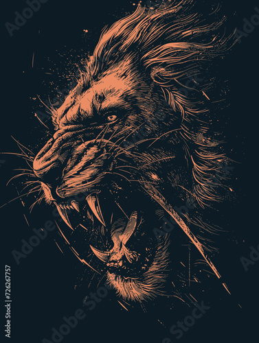 Lion Roaring Illustration