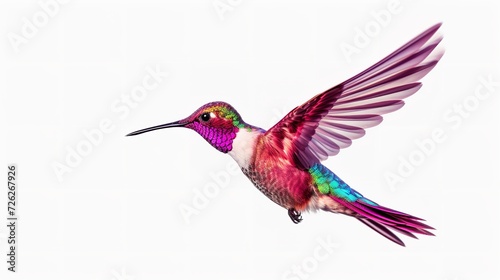 Hummingbird in Flight Isolated on White Background - Adorable Avian Beauty