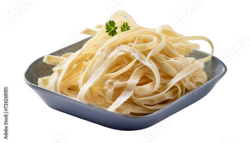 Italian pasta fettuccine in a bowl isolated on transparent background