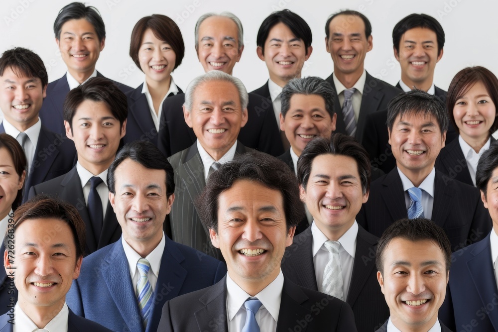 日本人の男性会社員のグループ・チームのイメージ(チームワーク・仲間・全社) 日本人の男性会社員のグループ・チームのイメージ(チームワーク・仲間・全社)
