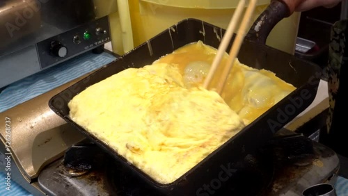 Making sweet Japanese omlette fried sweet egg cooking 4k