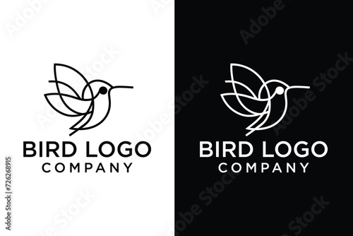 Bird logo design in line art style. Creative abstract bird logo collection.