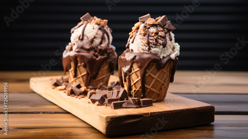 Two rocky road ice cream cones