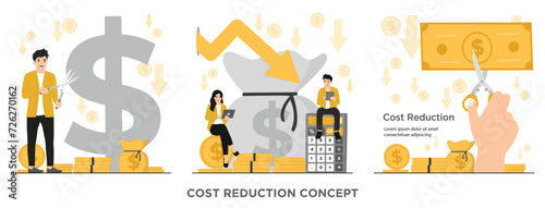 Flat vector costs reduction costs cut costs optimization business concept illustration