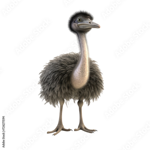 Cartoon Ostrich PNG Cutout, Generative AI