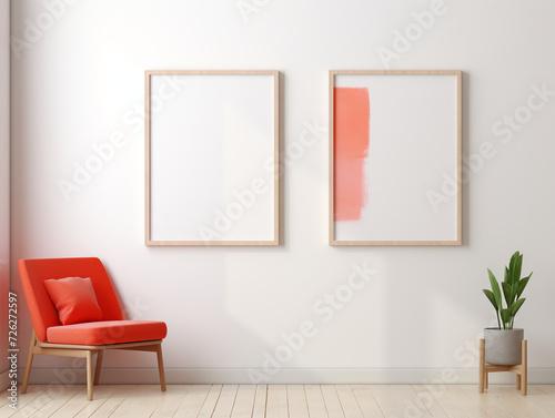 empty room with white walls  mockup