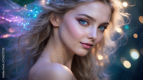 Attractive young woman with natural beauty and attractiveness, portrait, bokeh. generative AI