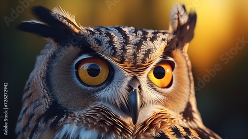 Owl Headshot with Close-up of Face - Generative Artistry  