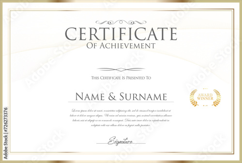 Certificate with golden seal and colorful design border photo