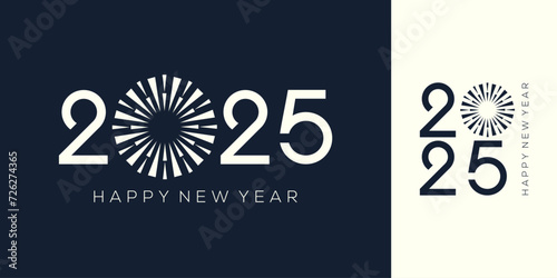 2025 Happy New Year design vector. colorful fireworks and trendy new year 2025 design template.