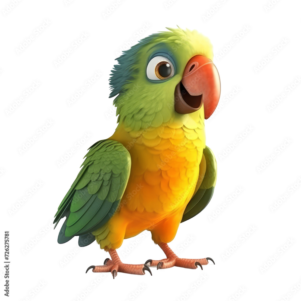 Cartoon Parrot PNG Cutout, Generative AI Cartoon Parrot PNG Cutout, Generative AI