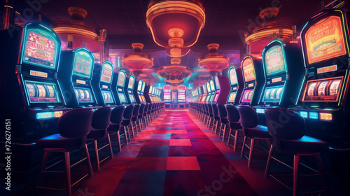Row of slots machines in a casino	