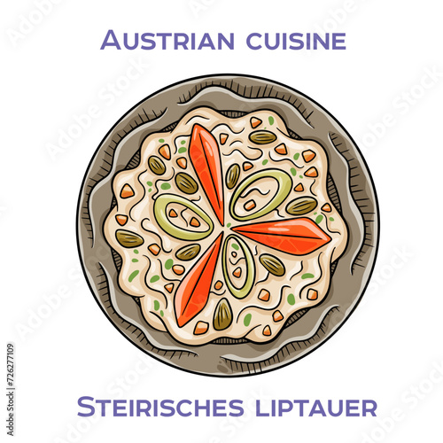 Steirisches Liptauer is a spreadable cheese made from Liptauer cheese, quark, butter, and various spices. It is a popular dish in Styria, Austria, and is often served with bread, crackers, or pretzels