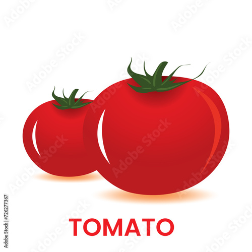Tomato vector. Fresh red tomato vector illustration. Tomato icon, symbol, logo. Realistic tomato vector