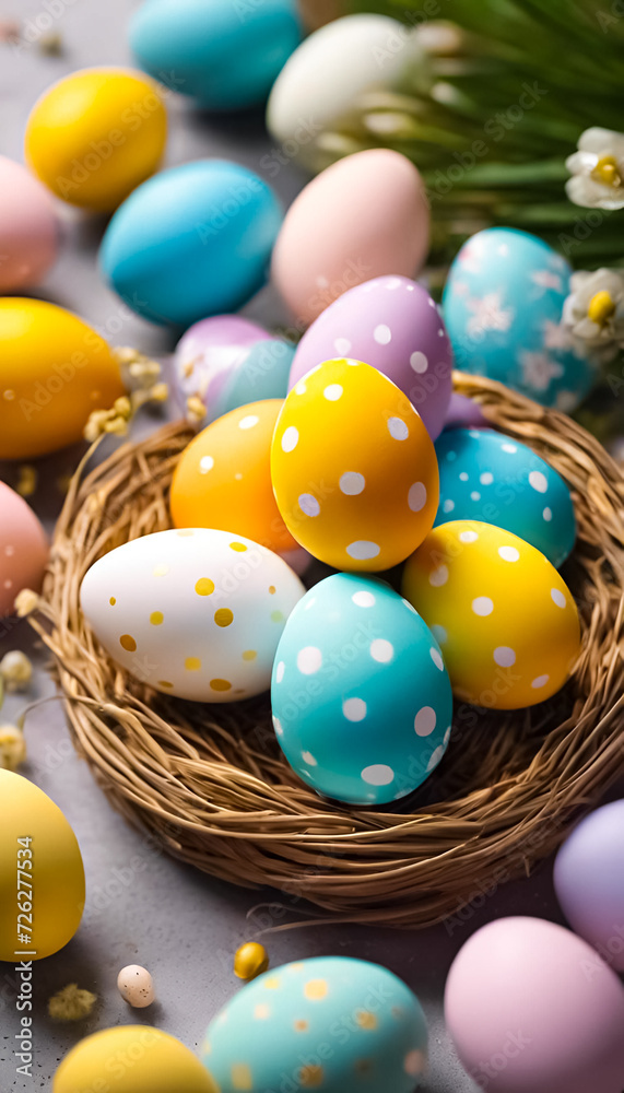 Obraz premium AI Generative illustration of a traditional Easter holiday design scene
