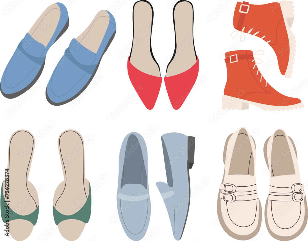 set of women's shoes, on a white background vector set of women's shoes, on a white background vector