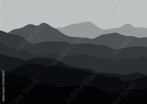 Silhouette of landscape mountains, vector illustration for background design. © Fajarhidayah11